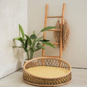 Nidum rattan pet bed - handcrafted luxury dog furniture with canvas mattress