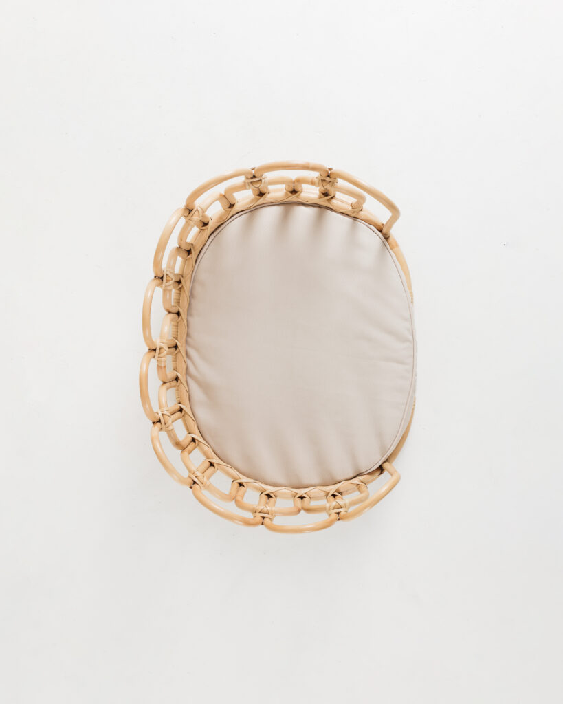 Flos rattan pet bed with light canvas cushion